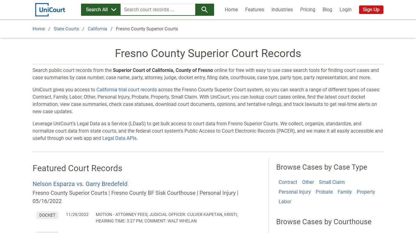 Fresno County Superior Court Records | California | UniCourt